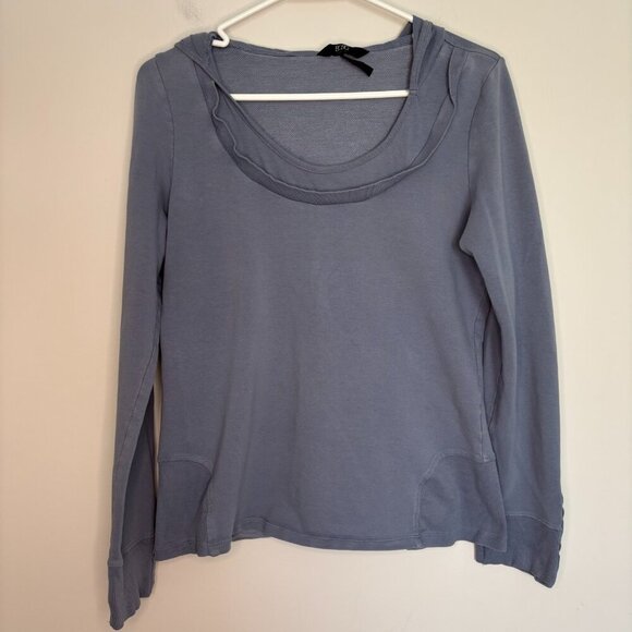 BCBG PARIS Hoodie Womens L Indigo Long Sleeve Stretch Casual Scoop Neck - Picture 4 of 6